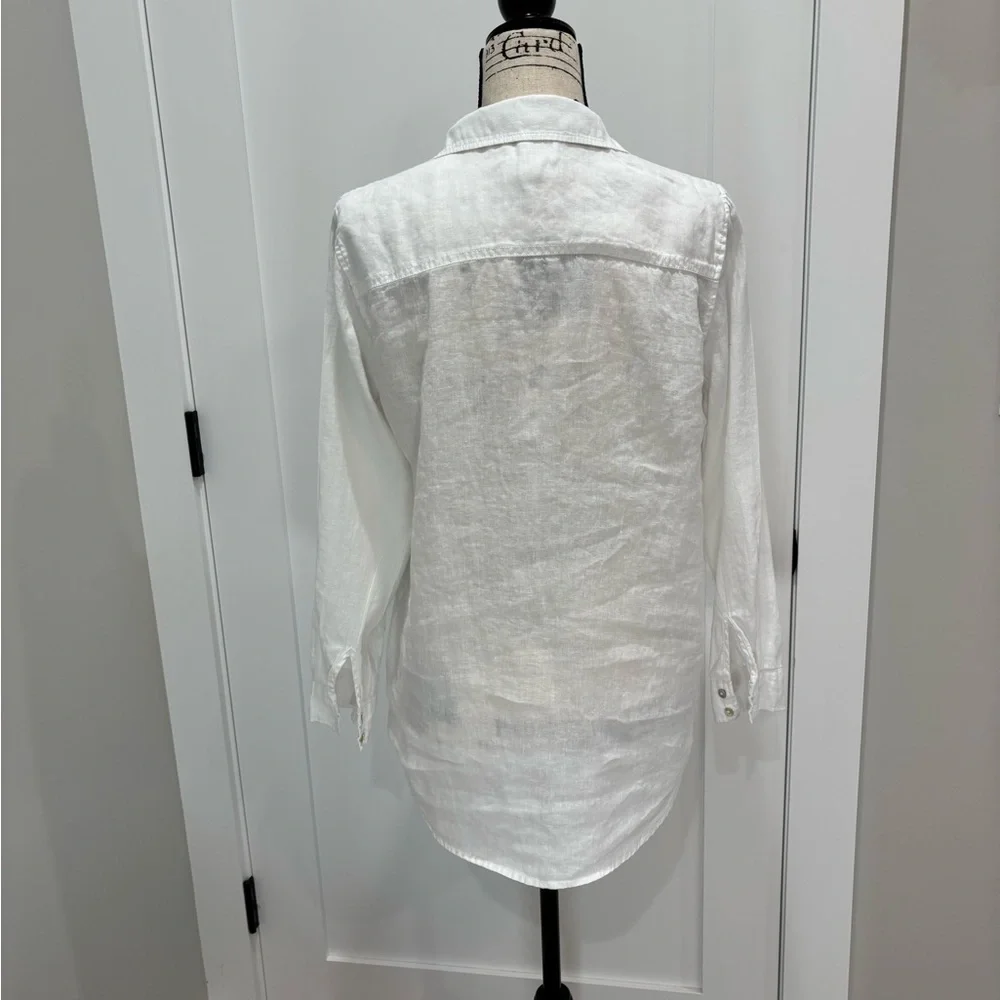 C&C California White Linen Casual Button Down Shirt - Picture 3 of 6